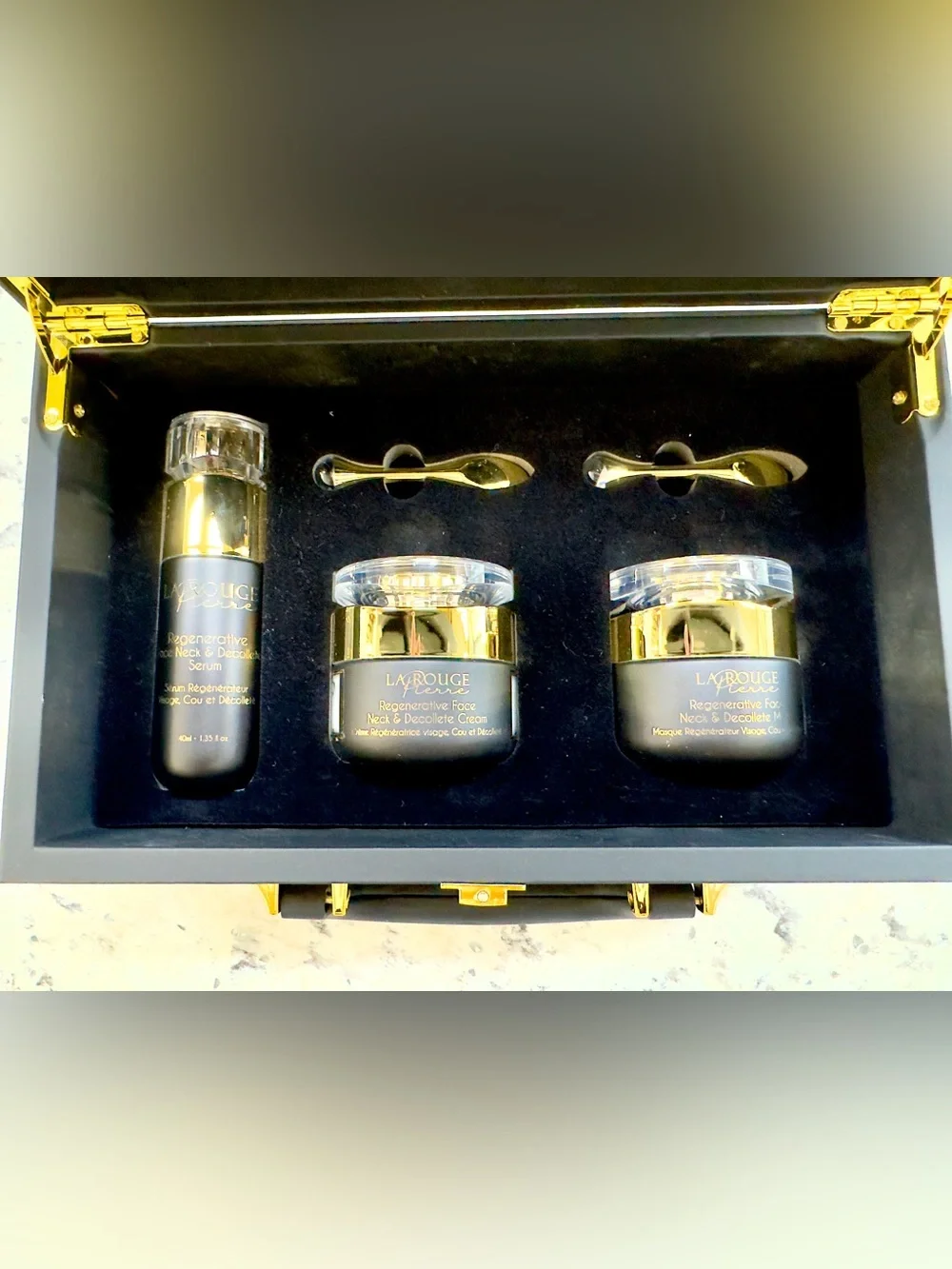 La Rouge Pierre Obsidian Collection Briefcase Skin Care Collection.